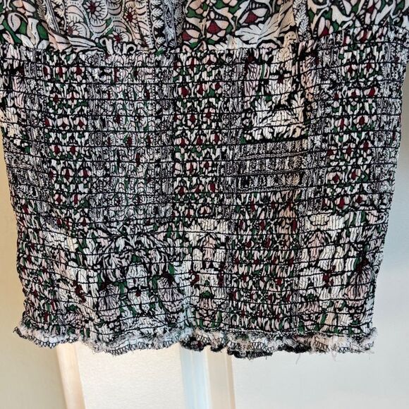 Maje Chiffon Boho Art Nouveau Top - Size 6-8 - Dark Green & Burgundy on - Picture 3 of 5